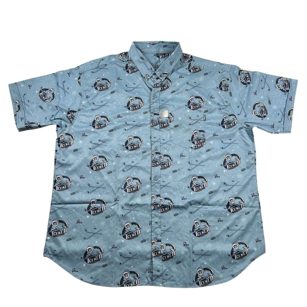 Nine Line Apparel Jacksonville Icemen ECHL Hockey Shirt Mens XXXL Blue Button
